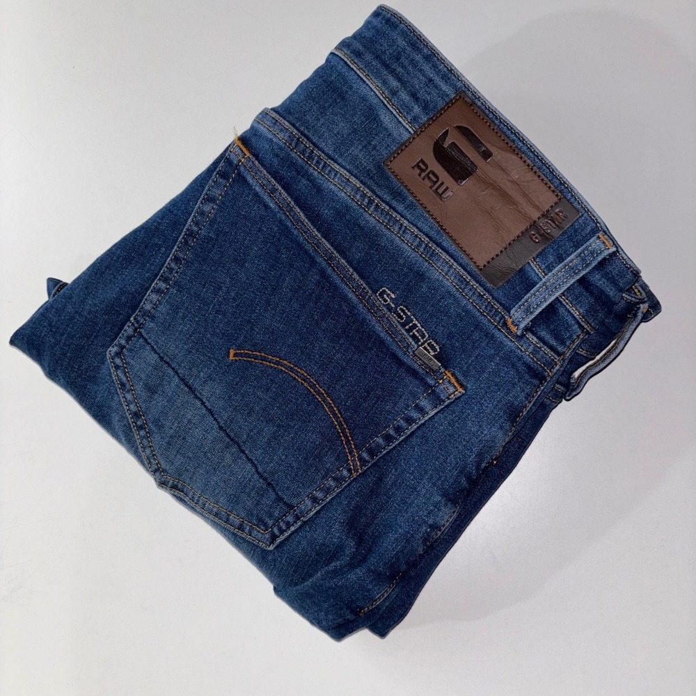 G-Star RAW 3301 Slim Jeans Mens 36x34 (Fit 36x32) Medium Wash Blue Denim Stretch